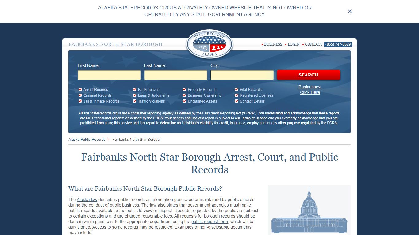 Fairbanks North Star Borough Arrest, Court, and Public Records